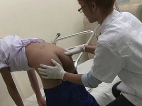 Twinks seeking a clinic visit unexpectedly engage in bareback action. The Asian patient eagerly performs oral on the doctor, who reciprocates before engaging in intense, raw intercourse.