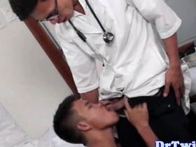Young Asian twink, eager for medical attention, pleases his doctor with expert oral skills. The encounter escalates, featuring toys and risky maneuvers, all captured on camera for future visits.