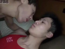 Cute Japanese boy explores his sexuality at a gay club, meeting a handsome twink. Their passionate encounter unfolds in a hotel room, filled with intense pleasure and desire.