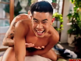 Chris Damned and Luke Truong, two smoking hot men, indulge in steamy gay sex, showcasing their muscular bodies, big cocks, and intense chemistry. Their outdoor escapade includes intense oral, rimming, and raw penetration, culminating in a facial finish.
