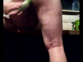Russian gay fucked his fat ass with a long cucumber! stretched anal with a huge dildo! gay filmed on a smartphone as he was fucked in the ass!