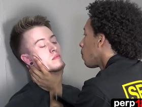 A young gay twink gets caught stealing and is sent to gay prison. There, a hot black officer takes control, handcuffing him before rough bareback anal. A fellow twink joins in for a wild threesome.